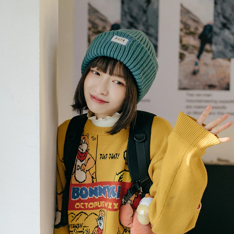 

Thick wool pile pile cap enlarged thick knit cap for men and women warm ear protection woolen cap bonnets wholesale