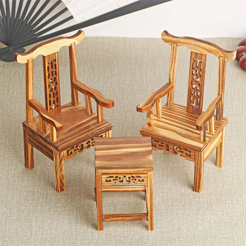 

Chinese Style Mini House Chair Miniature Furniture Wooden Mini Adornment Ornament Miniature Decor Table Decoration Children