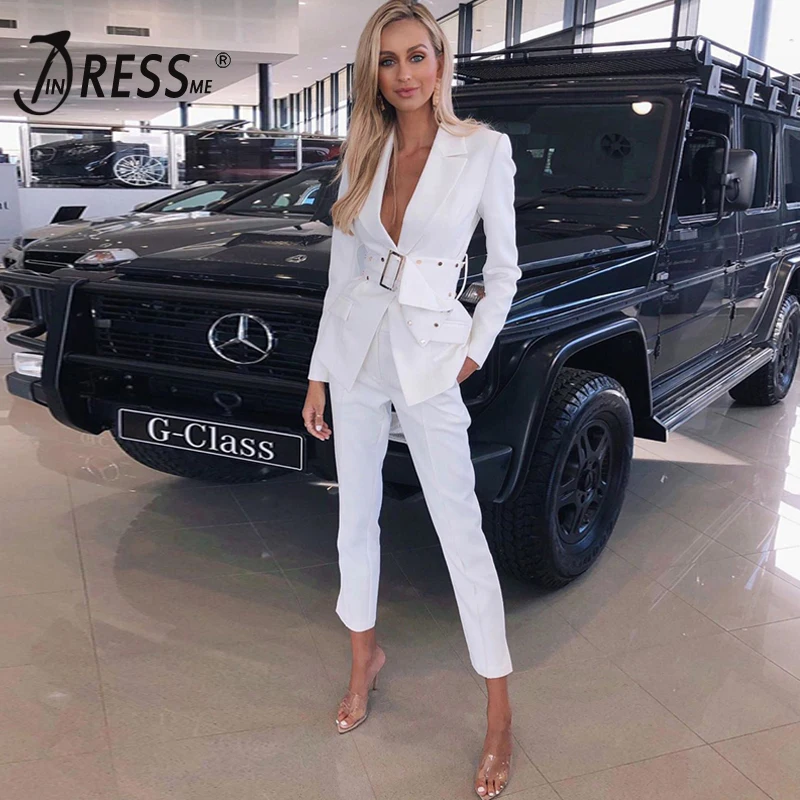 INDRESSME Модный комплект из двух предметов с V-образным вырезом и длинным рукавом