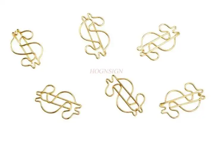 

12pcs Bright Color Dollar Paper Clip Cartoon Office Supplies Pin Dollar Pin Paper Clip Bookmark Cute