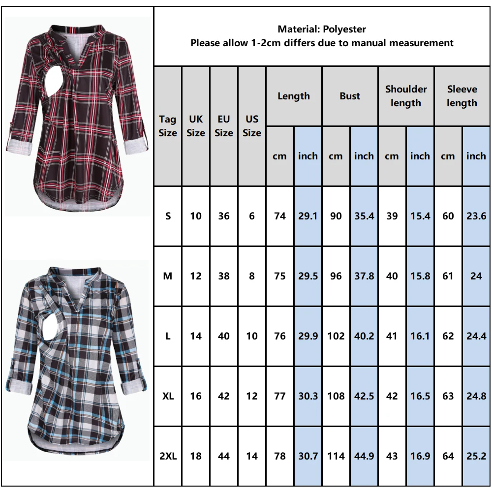 Женские блузки клетчатые топы с принтом для кормления повседневная одежда