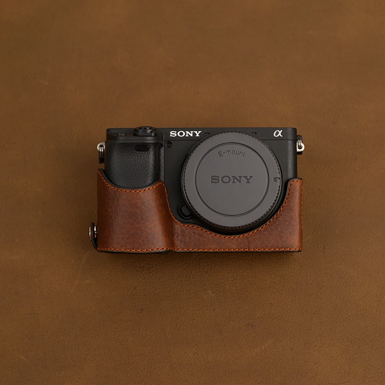 AYdgcam ручной работы из натуральной кожи чехол для камеры для sony A6100 A6400 A6300 A6000 сумка для камеры половина ручки винтажный Чехол