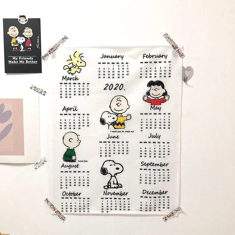 calendar B Новинка, календарь, простой стиль, Мультяшные собаки и друзья, тканевый календарь, украшение для комнаты, настенный календарь, декоративный календарь - Цвет: calendar B