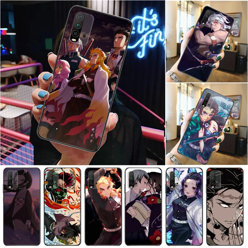 

Demon Slayer Agatsuma Zenitsu Kamado Tanjirou Kamado Nezuko Kimetsu No Yaiba Phone Case For Xiaomi Redmi 9 9T 9A Pro Coque