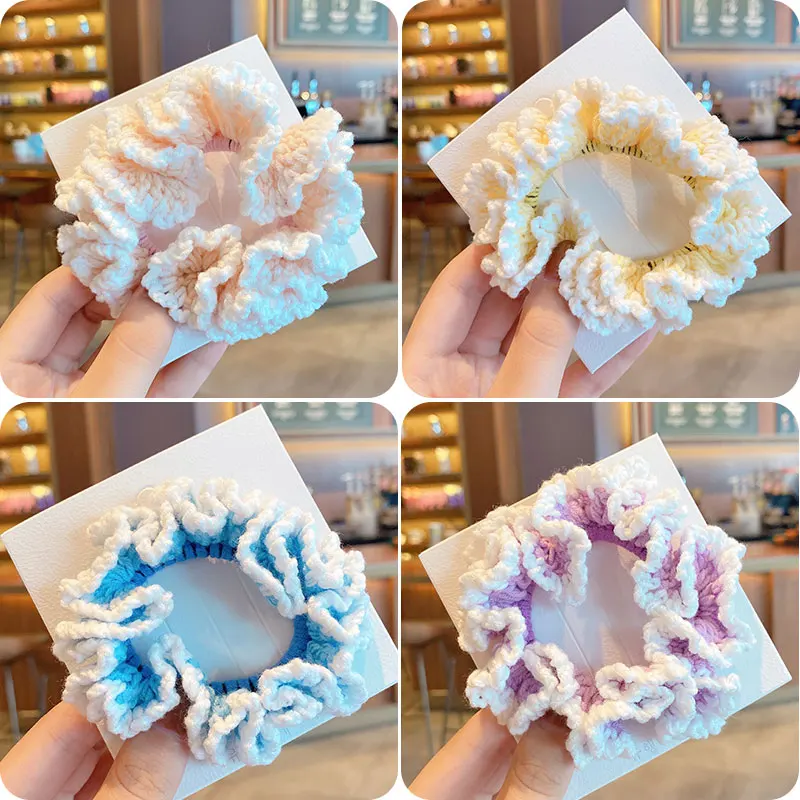 

Осенне-зимние женские цветные мягкие эластичные резинки для волос, держатель для хвоста, милые вязаные резинки, женские аксессуары для воло...