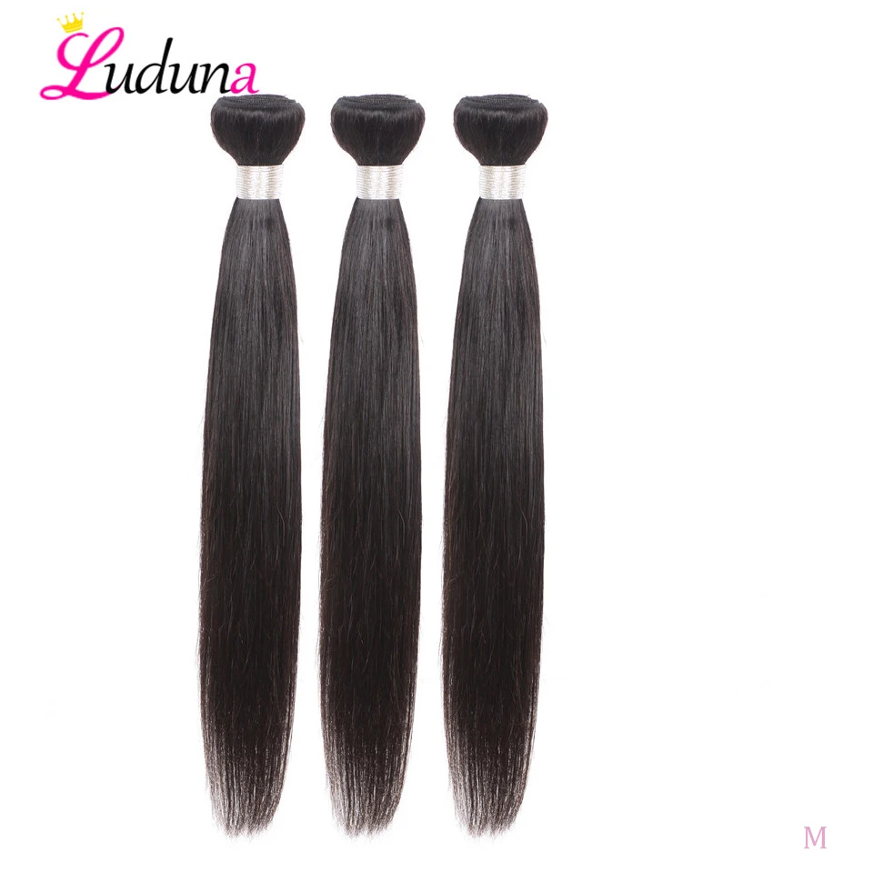 Luduna 3 пряди прямые волосы 100% человеческие 100 г/шт. перуанские Remy для наращивания