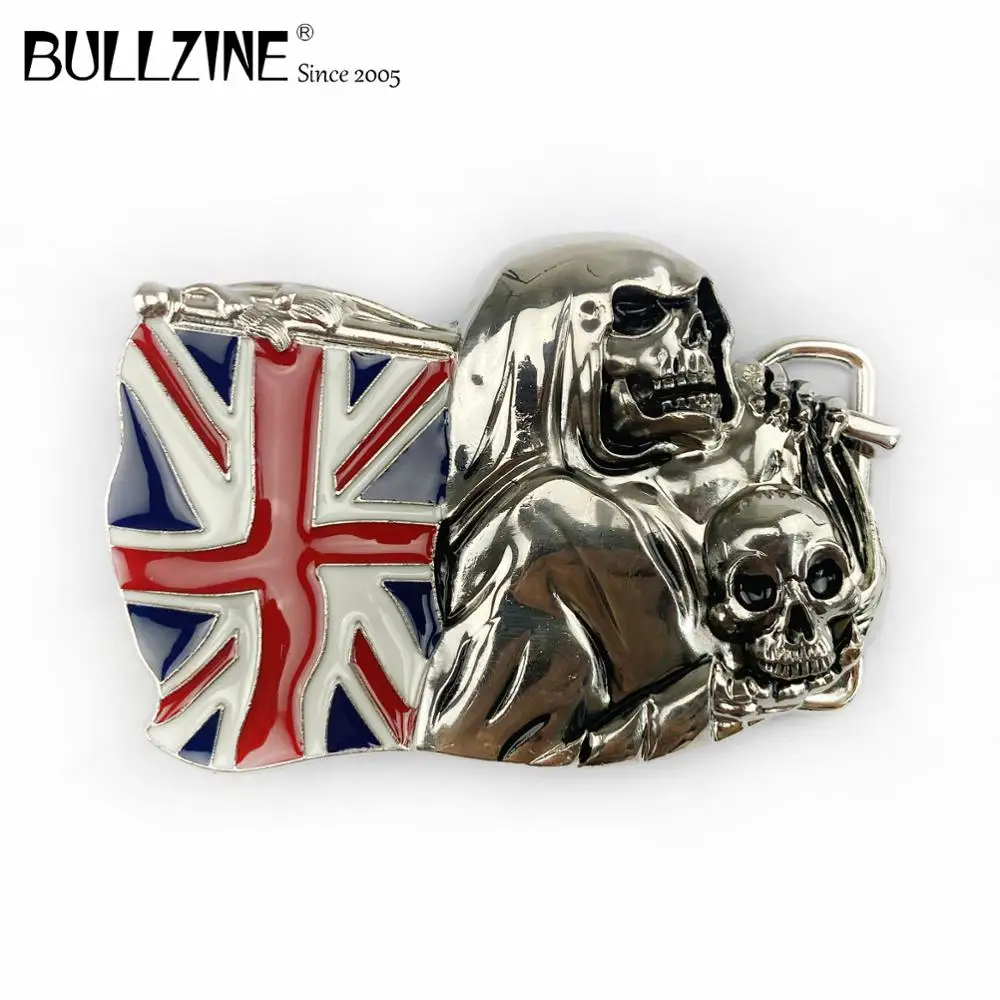 В Bullzine череп с UK пряжка для ремня в виде флага серебряной отделкой FP-03497 подходит