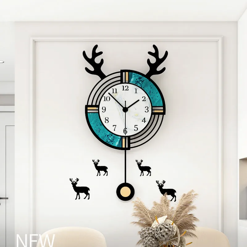 

Nordic Luxury Wall Clock Pendulum Large Art Mute Living Room Simple Creative Abstract Wall Clock Modern Design Home Decor DA60WC