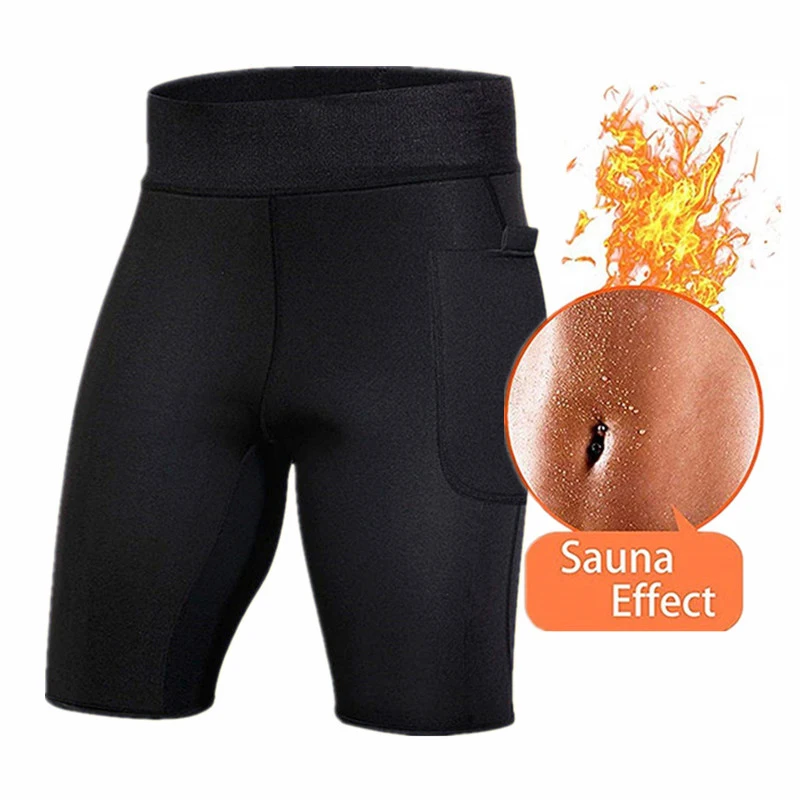 Pantalones cortos de Sauna de neopreno para mujer, pantalones de sudor para pérdida de peso, entrenamiento corporal, entrenador de cintura, Leggings adelgazantes con bolsillo, 2020