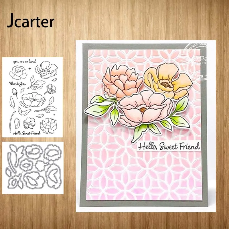 

New Metal Cutting Dies and Rubber Stamps Flowers Branches Leaves Letters Scrapbooking Craft Stencil Album Template Decor Model