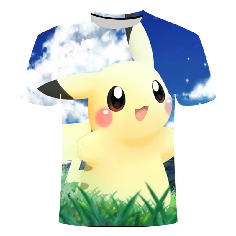 

2021 new 3D naked-eye effect electric mouse cartoon print men and women the same color fashion short-sleeved T-shirt top