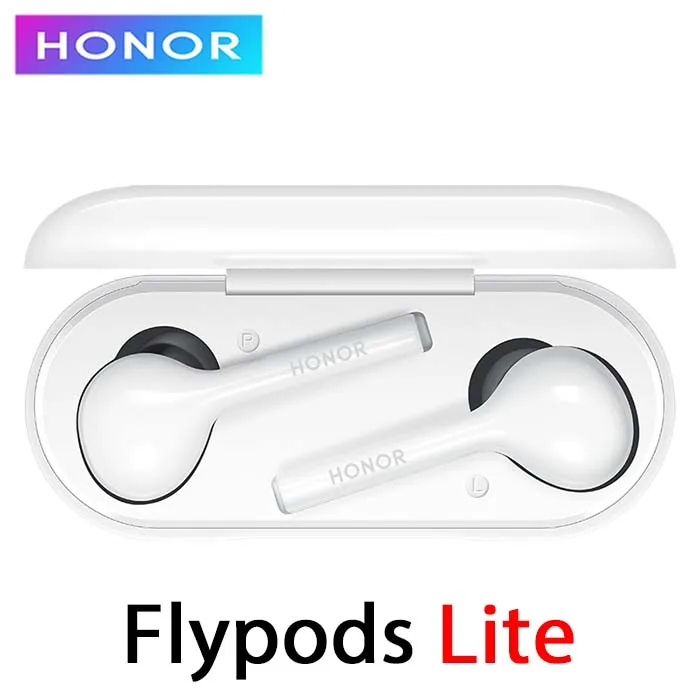 White Оригинальные беспроводные наушники huawei Honor Flypods Lite, водонепроницаемые, IP54, управление нажатием, Беспроводная зарядка, Bluetooth 4,2 - Цвет: White