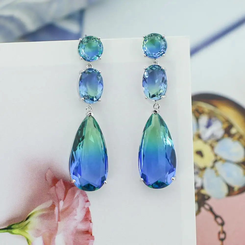 

Candy Cubic Zircon CZ Wedding Drop Dangle Earring for Bridal Women Girl Prom Jewelry with 925 Silver Pin CE10789