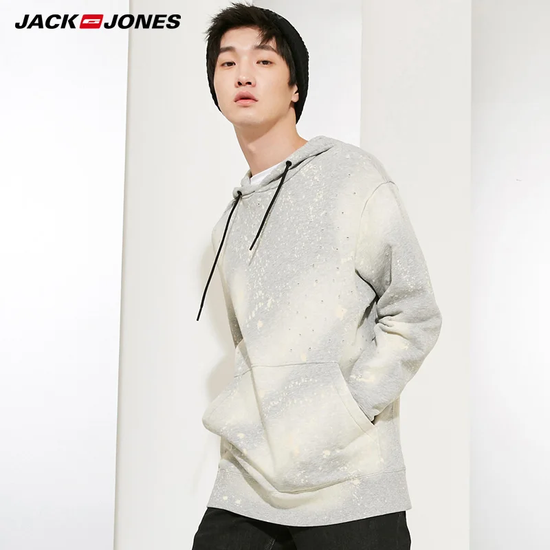 JackJones мужские осенние и зимние Сломанные Отверстия с длинными рукавами флисовые толстовки Толстовка | 218333523