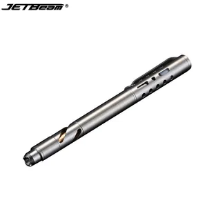 JETBeam K2 Titanium Tactical Pen Built-in Crenelated Bezel Tactial Tool for Elf-defence,emergency Glass Breaker, Emergency Use