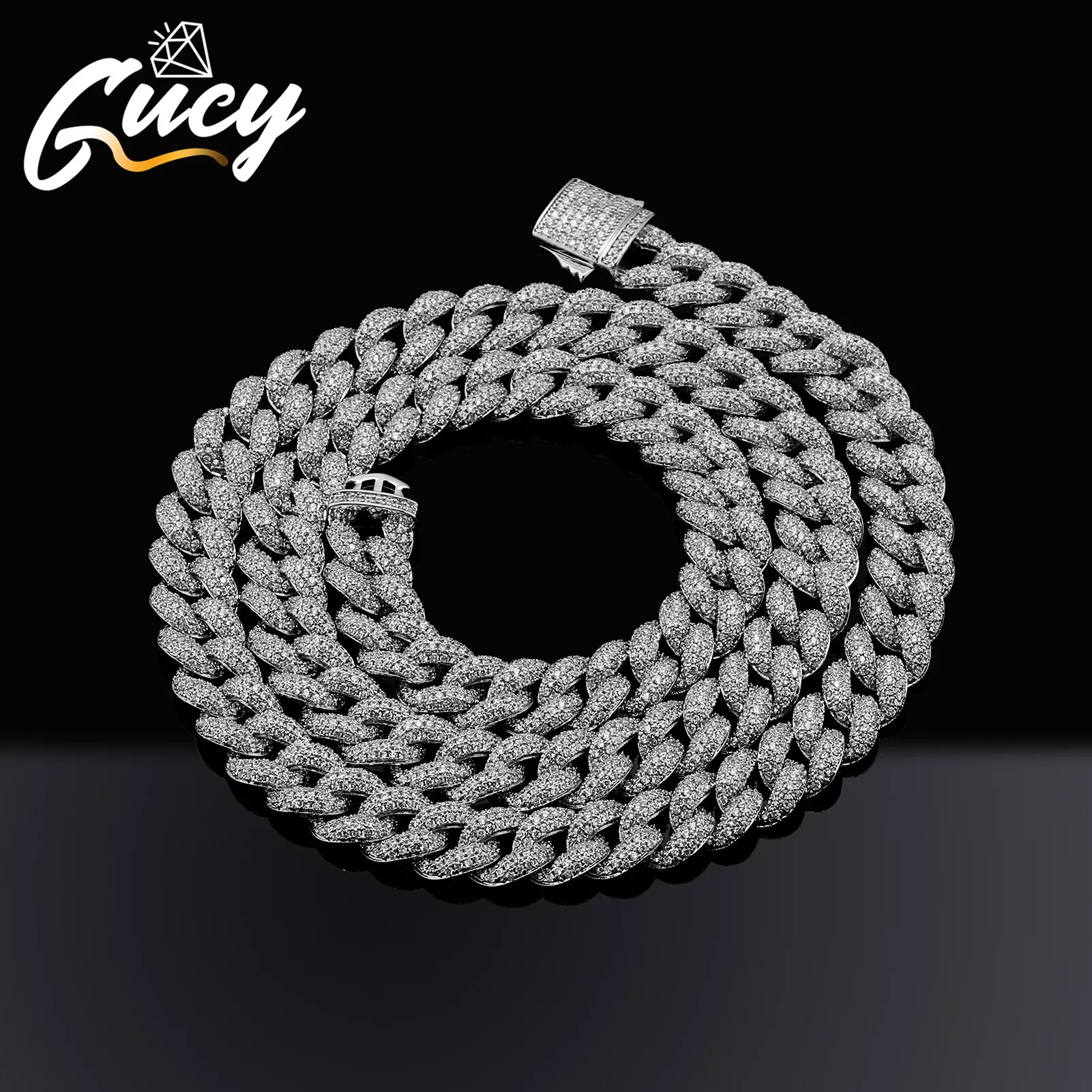 

GUCY Hip Hop Iced Out CZ Chain Necklace High Quality 10mm Width Miami Cuban Chain Hip Hop Necklaces For Men Fashion Jewelry