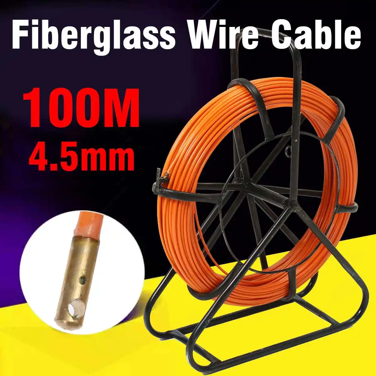 

100M 4.5mm Fiberglass Fish Tape Reel Puller Conduit Ducting Rodder Pulling Wire Cable Ducting Rodder Pulling Wire Cable Puller