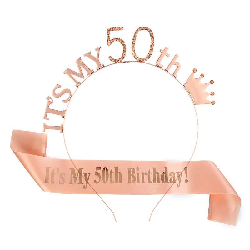 Розовое золото с надписью It's My 50th Birthday Crown головной убор Комплект одежды из