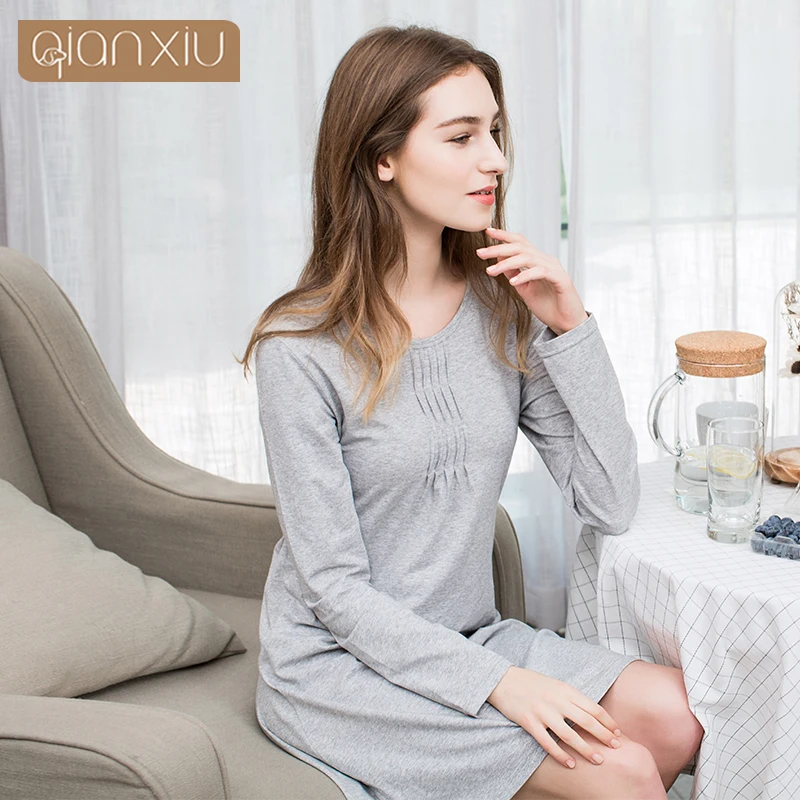 Qianxiu 2017 новая осенняя Женская юбка для сна из хлопка свободная и удобная