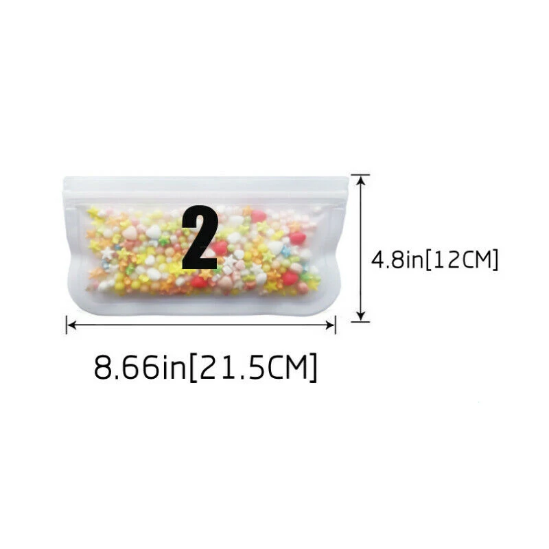 Reusable Ziplock Food Bag Fridge Silicone Food Storage Bag PEVA Leakproof Snacks Meat Bread Fresh Bag Home Kitchen Containers images - 6