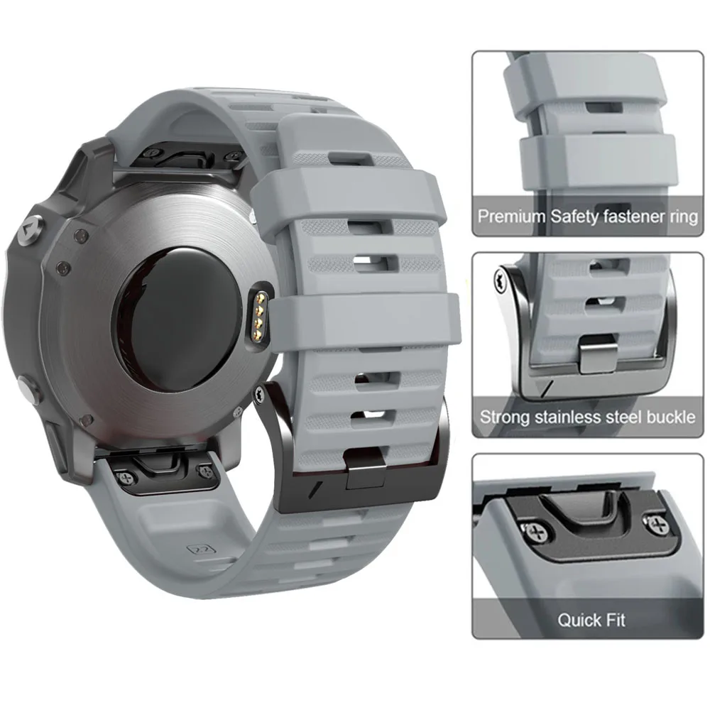 Ремешок для наручных часов с винтовой пряжкой силиконовый браслет Garmin Fenix 7X 6X 5xplus
