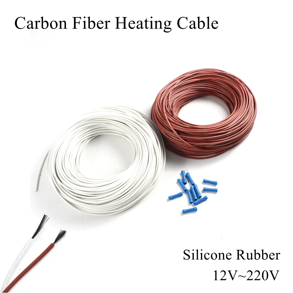 

12V 24V 110V 220V Carbon Fiber Heating Cable Silicone Rubber Heat Wire Freeze Infrared Dry Water Pipe Frost Warm Floor Sewer Car