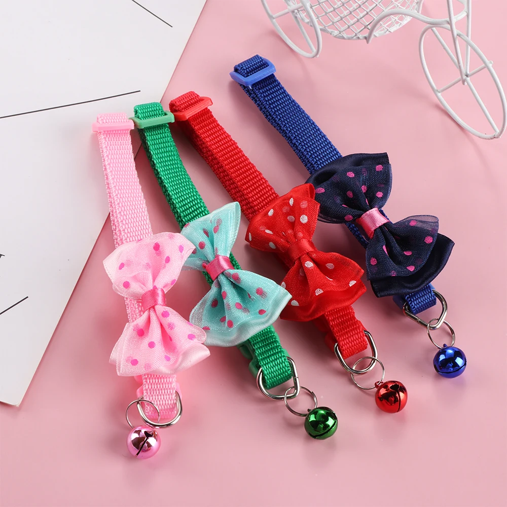 1 шт. ошейник для собак с бантом подвеска колокольчик регулируемые ошейники кошек
