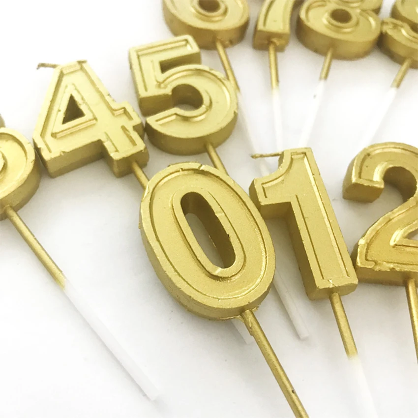 Golden Number Birthday Candle for Happy Party 0-9 Cake Topper Decoration Adults Kids | Дом и сад