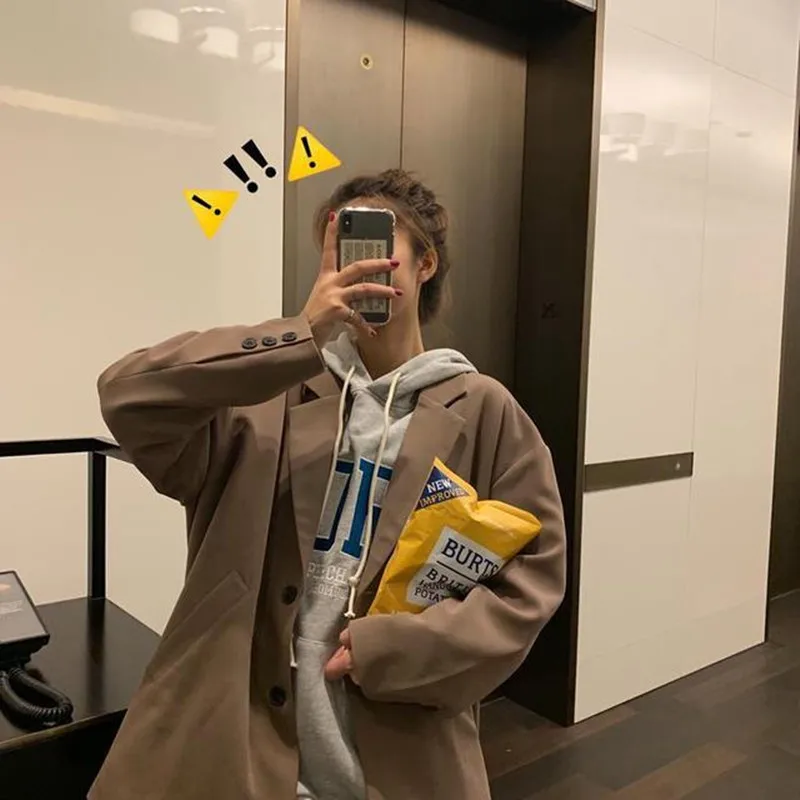 

Spring and autumn new Korean version vintage Hong Kong style versatile loose suit jacket jacket small suit