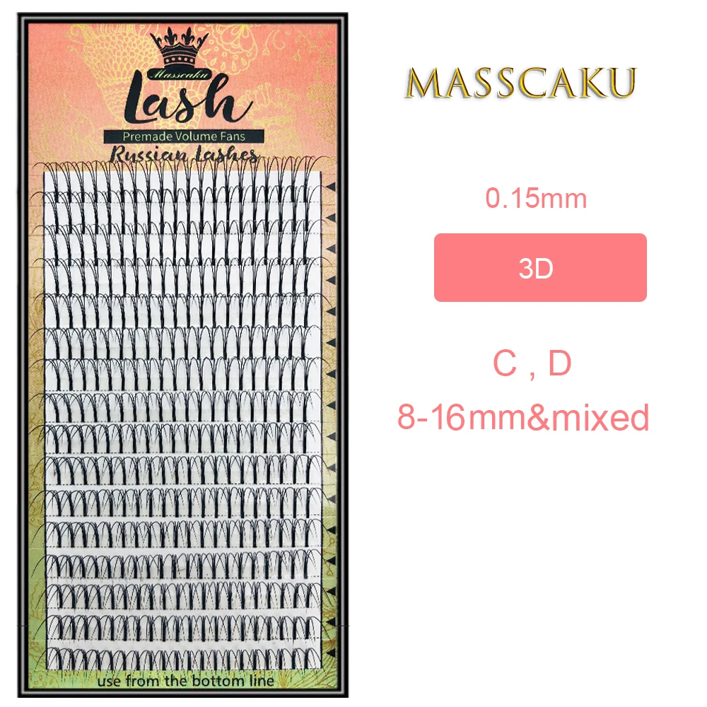 MASSCAKU 16 рядов 3D 0 15 с искусственным норковым готовых вентиляторы ресницы maquiagem cilios