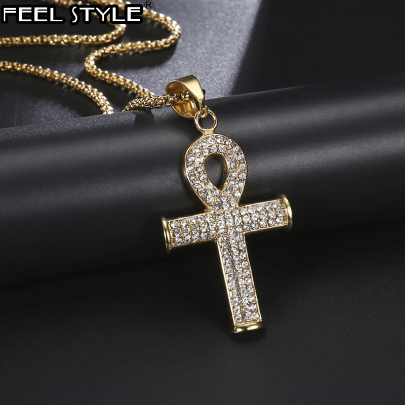 Ожерелье подвеска в стиле хип хоп с египетским крестом ожерелья и подвески из