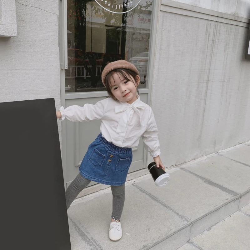 Рубашки для девочек Детские хлопковые свободные рубашки с длинными рукавами