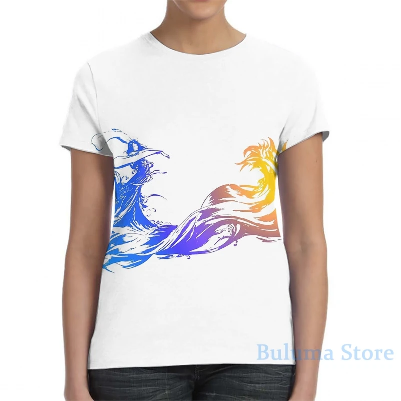 Final Fantasy х Мужская футболка для женщин со сплошным принтом Модная девочек топы