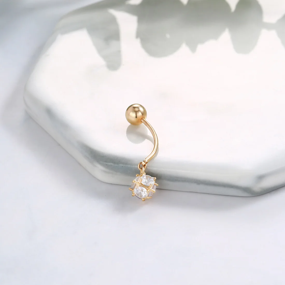 Серебряное циркониевое кольцо Neoglory S925 с квадратным пупком для женщин пирсинг