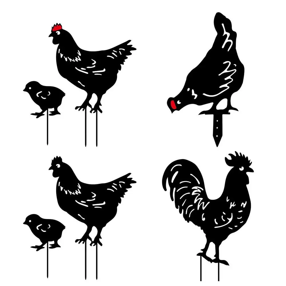 

Garden Decoration Chicken Silhouette Stakes Acrylic Animal Stakes Black Garden Silhouette Yard Art For Party Festival Decor Gift