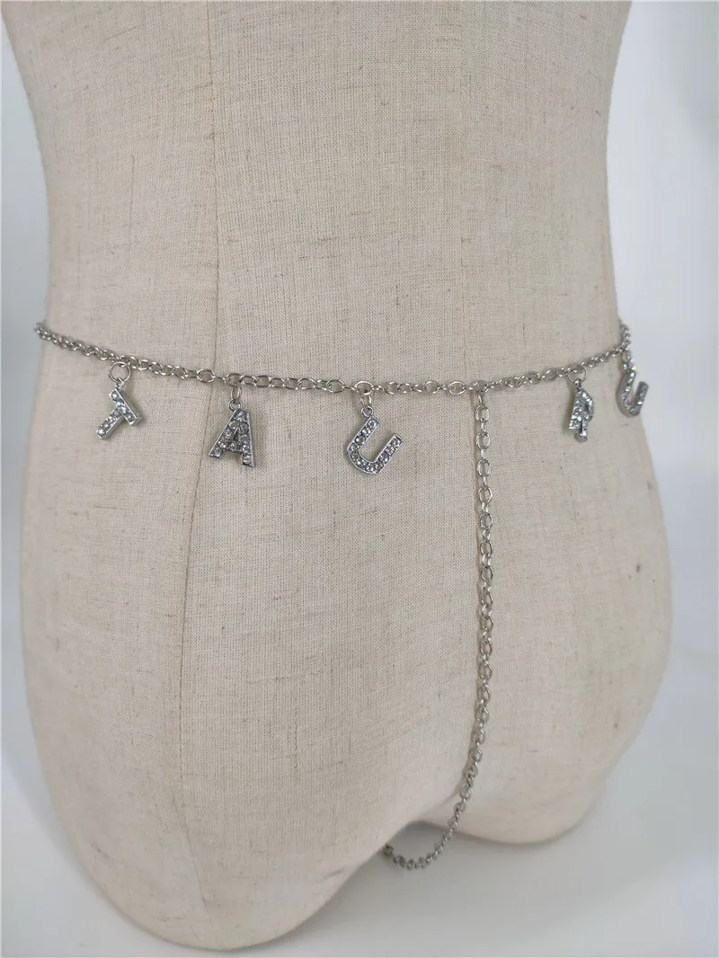 Женская цепочка на талию с надписью стразы 12 созвездий стринги для тела в стиле
