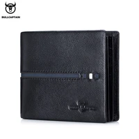 bullcaptain genuine leather wallet male brand designer business wallet multi function storage purse rfid card package wallet men