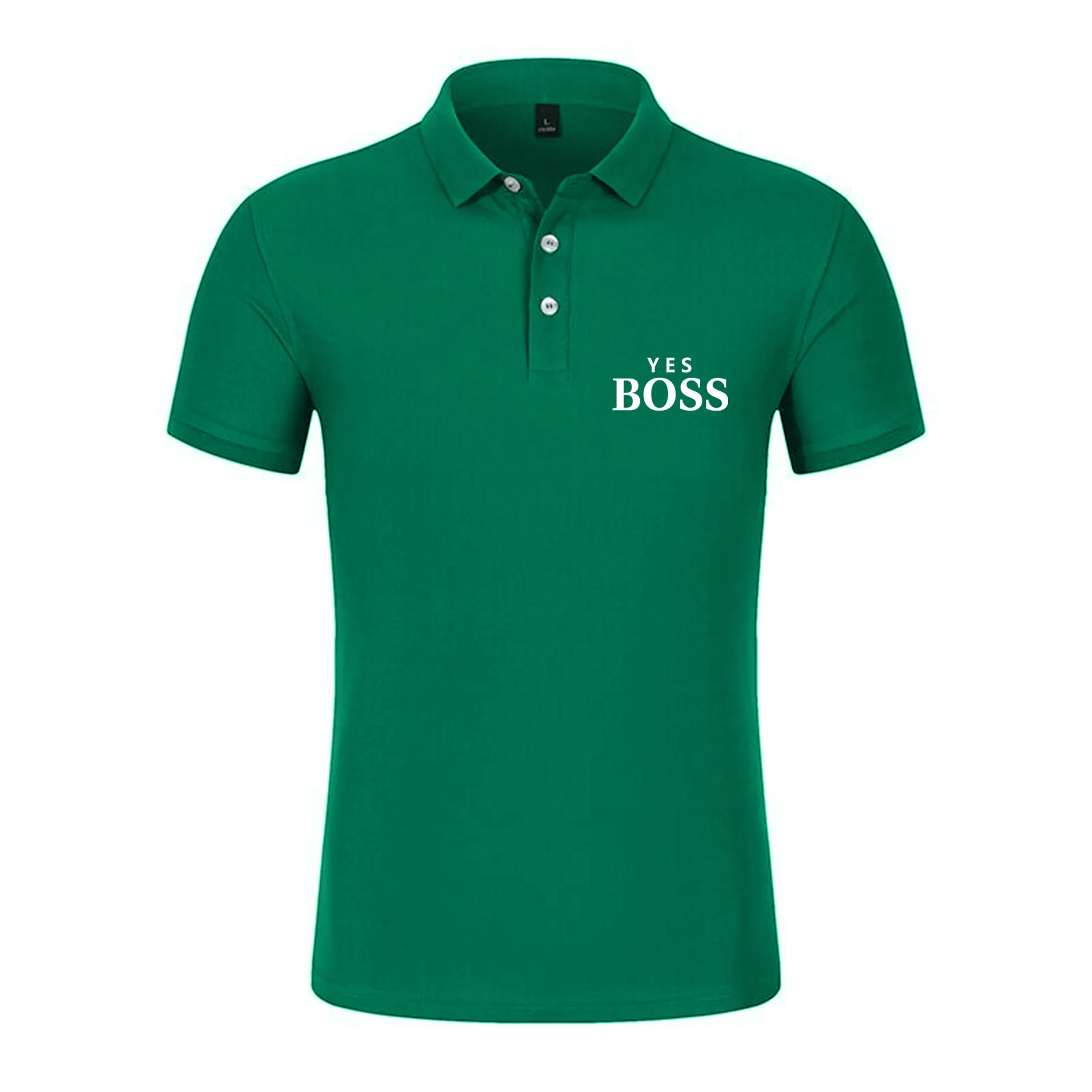 

2021 New Summer Men's Casual Sports Fashion Knitted Yes Boss Polo Shirt Solid Color Short Sleeve Lapel Outdoor Polo