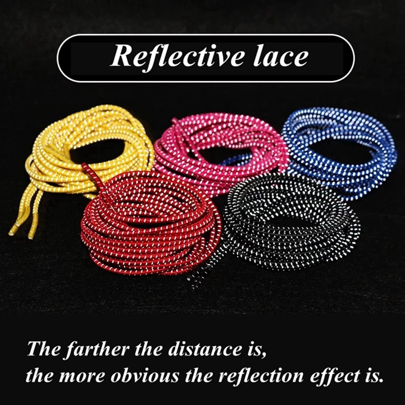 Elastic Shoelaces Reflective Round Shoe laces No Tie Kids Adult Safety Stretching Lock Shoe lace Sneakers Quick Lazy laces