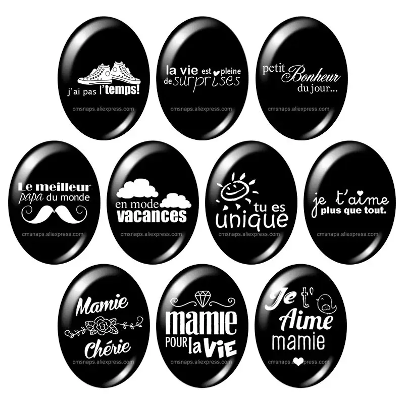 

TB0221 French mamie pour lavie 13x18mm/18x25mm/30x40mm mixed Oval photo glass cabochon demo flat back Jewelry findings