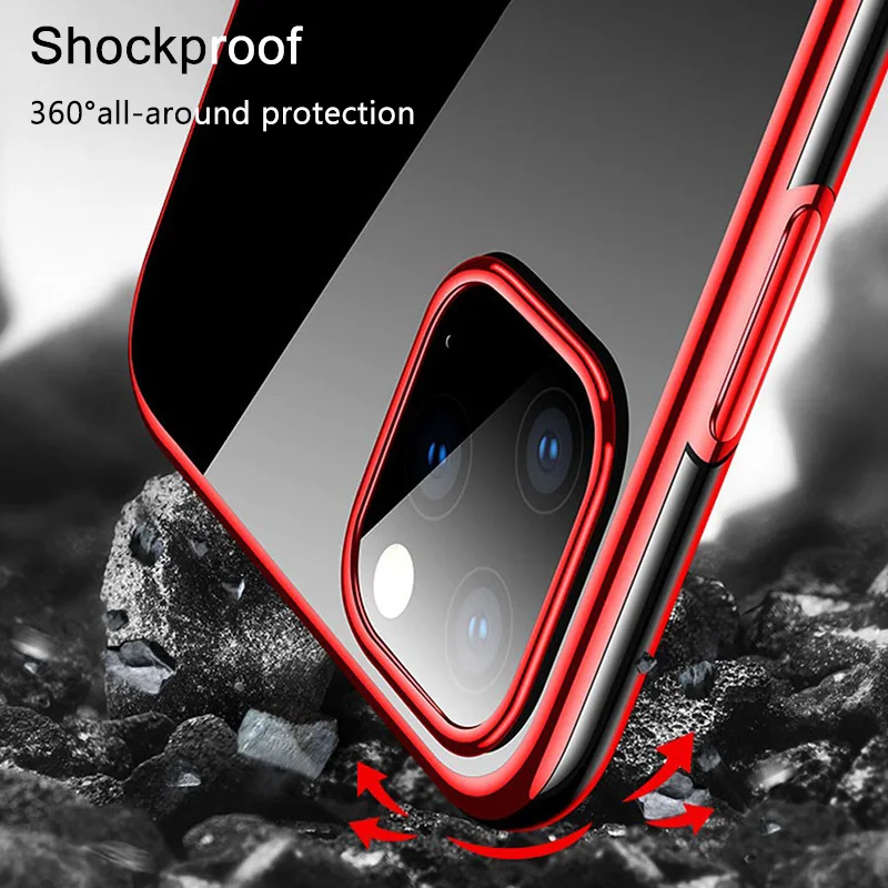 Мягкий чехол для телефона iPhone 11 Pro Max бампер с прозрачным покрытием ТПУ корпус
