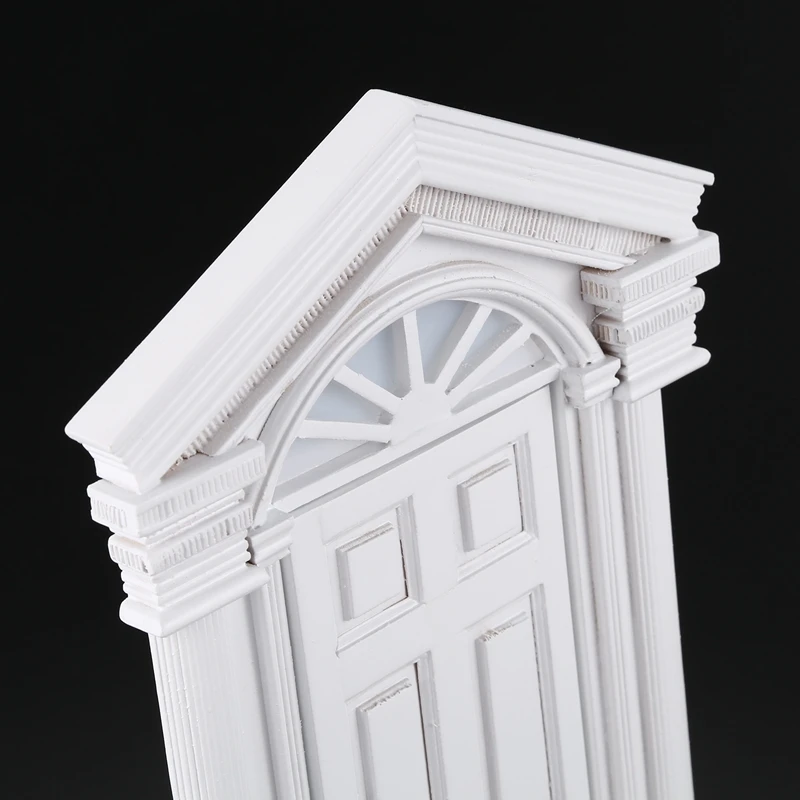 

Fashion 1:12 Vintage Dollhouse Miniature Ornament Decoration Morden White Wooden Door 6 Panel With Frame White
