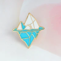 cartoon antarctic iceberg brooch metal enamel blue white snow mountain pin button jacket backpack pin icon badge jewelry gift