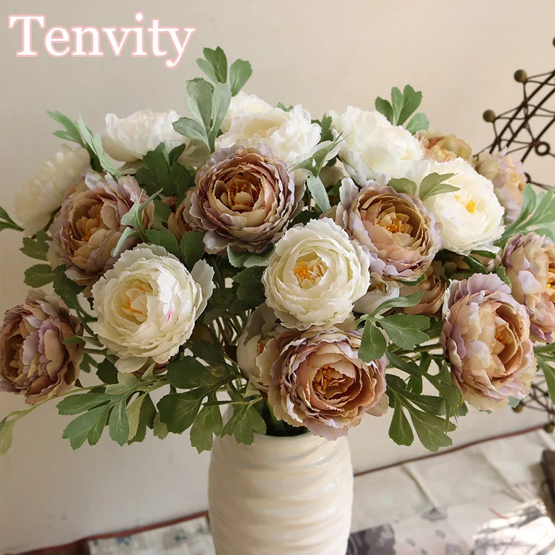 Искусственные пионы шелковые цветы для дома свадьбы украшение на стену Осенний