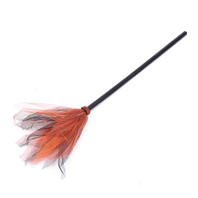 

Halloween Plastic Witch Flying Broom Mesh Tulle Detachable Handle Wizard Broomstick Masquerade Cosplay Costume Props Dress Up