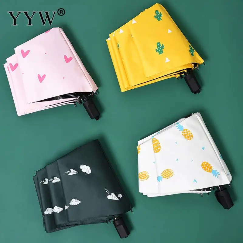 Folding Sun Umbrella Rain Women'S Umbrellas Heart Parasol Paraguas Anti-Uv Vinyl Ambrella Summer Travel Sombrilla | Дом и сад