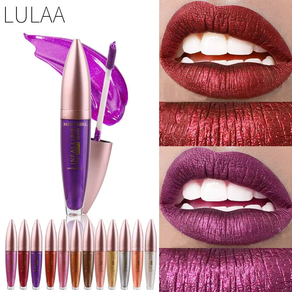 Голубой зоопарк 12 цветов Блеск для губ глазурь яркая вспышка перламутровая