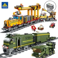 kazi city electric train series building blocks railway track laying machine intercontinental ballistic missile train model toy