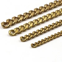 1 meter solid brass flat head bags chain open curb link necklace wheat chain none polished bags straps parts diy accessories
