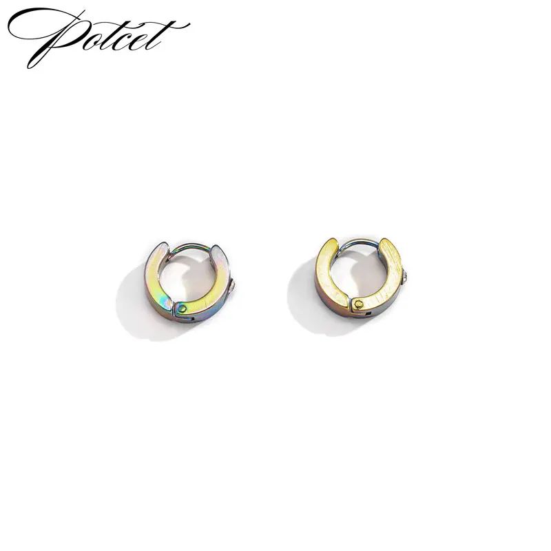 

POTCET Unisex Stainless Steel Titanium Steel Stud Earrings Geometric Retro Hip Hop Party Jewelry